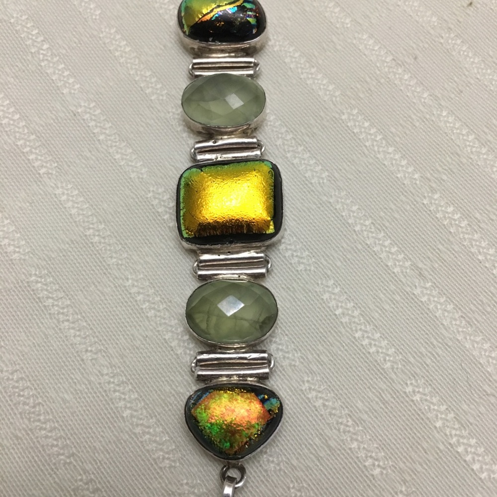 Dichroic Glass Artisan Sterling Silver Bracelet